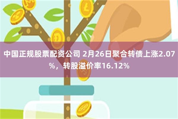 中国正规股票配资公司 2月26日聚合转债上涨2.07%，转股溢价率16.12%