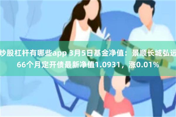 炒股杠杆有哪些app 3月5日基金净值：景顺长城弘远66个月定开债最新净值1.0931，涨0.01%