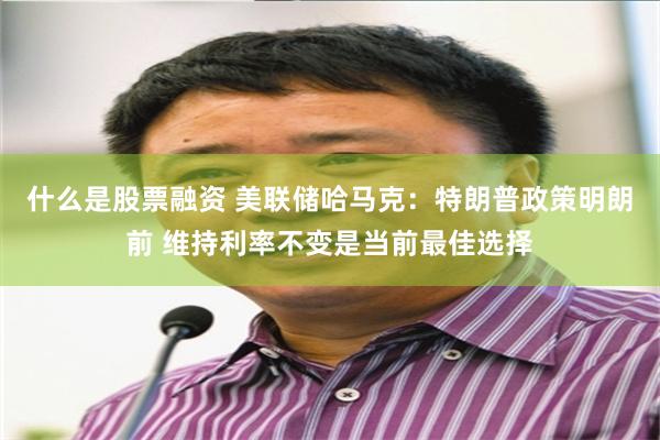 什么是股票融资 美联储哈马克：特朗普政策明朗前 维持利率不变是当前最佳选择