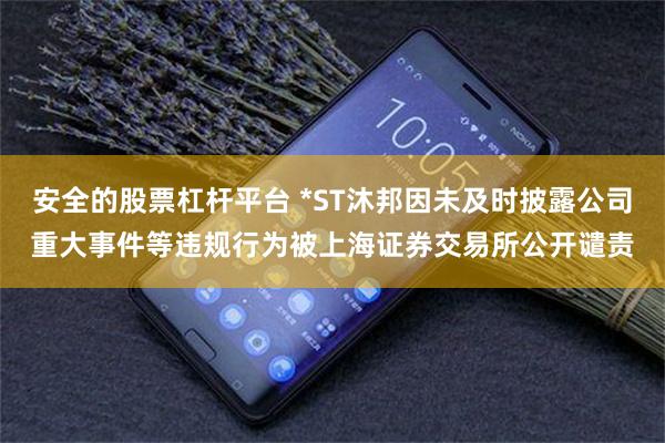 安全的股票杠杆平台 *ST沐邦因未及时披露公司重大事件等违规行为被上海证券交易所公开谴责