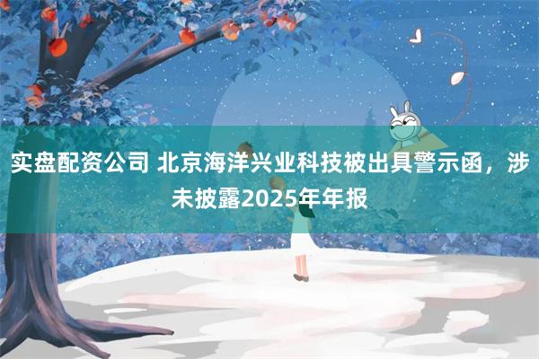 实盘配资公司 北京海洋兴业科技被出具警示函，涉未披露2025年年报