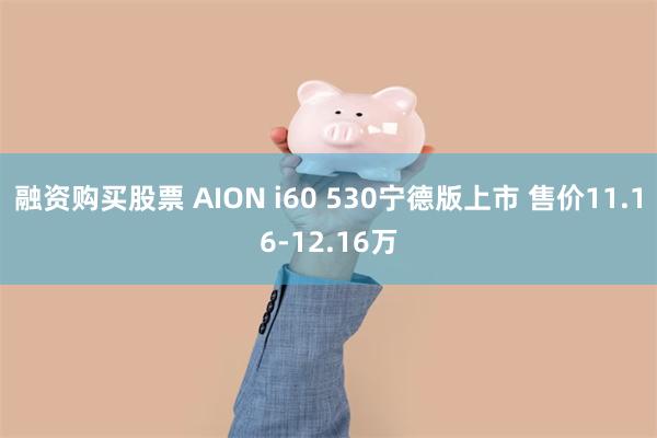 融资购买股票 AION i60 530宁德版上市 售价11.16-12.16万