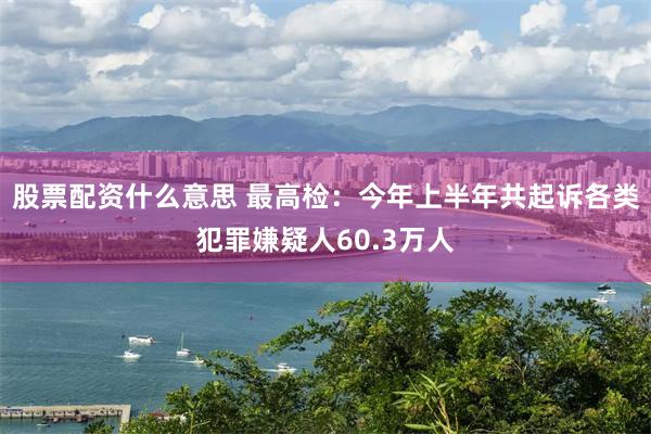 股票配资什么意思 最高检：今年上半年共起诉各类犯罪嫌疑人60.3万人