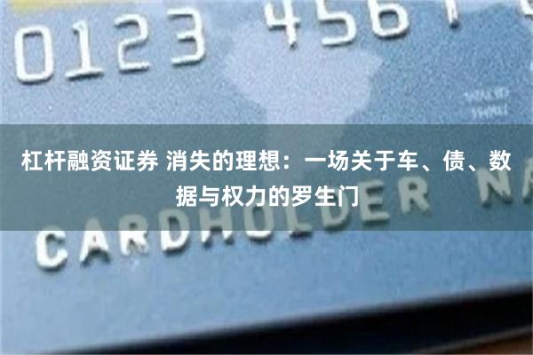 杠杆融资证券 消失的理想：一场关于车、债、数据与权力的罗生门