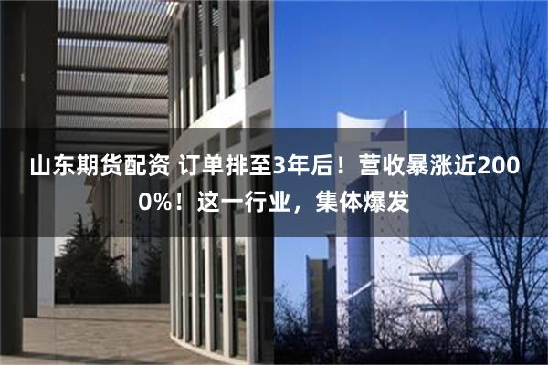 山东期货配资 订单排至3年后！营收暴涨近2000%！这一行业，集体爆发
